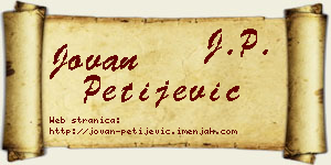 Jovan Petijević vizit kartica